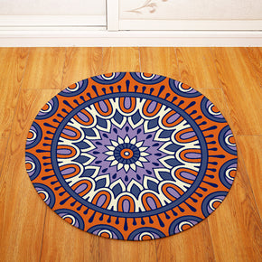 Brownish Purple Geometric Printing Patterned Round Entryway Doormat Rugs Kitchen Bathroom Anti-slip Mats