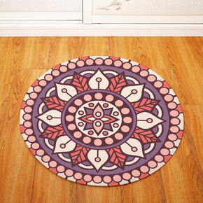 Pink Purple Geometric Printing Patterned Round Entryway Doormat Rugs Kitchen Bathroom Anti-slip Mats