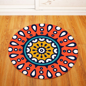 White Dots Orange Geometric Printing Patterned Round Entryway Doormat Rugs Kitchen Bathroom Anti-slip Mats