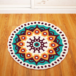 Multicolour Geometric Printing Patterned Round Entryway Doormat Rugs Kitchen Bathroom Anti-slip Mats