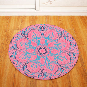 Blue Pink Geometric Printing Patterned Round Entryway Doormat Rugs Kitchen Bathroom Anti-slip Mats