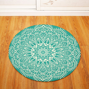 Beautiful Green Geometric Printing Patterned Round Entryway Doormat Rugs Kitchen Bathroom Anti-slip Mats