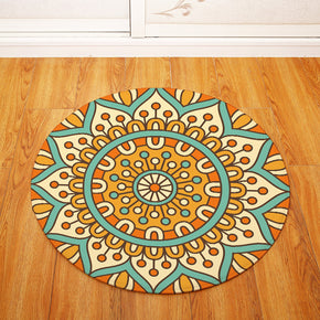 Warm Colour Geometric Printing Patterned Round Entryway Doormat Rugs Kitchen Bathroom Anti-slip Mats