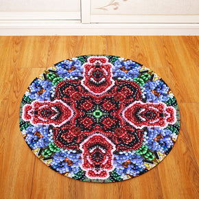 Traditional Vintage Geometric Printing Patterned Round Entryway Doormat Rugs Kitchen Bathroom Anti-slip Mats 13