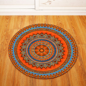 3D Traditional Vintage Geometric Printing Patterned Round Entryway Doormat Rugs Kitchen Bathroom Anti-slip Mats 05
