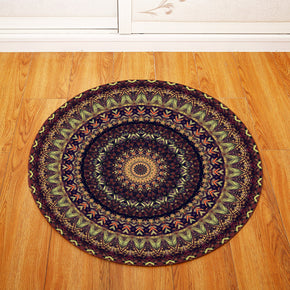 3D Traditional Vintage Geometric Printing Patterned Round Entryway Doormat Rugs Kitchen Bathroom Anti-slip Mats 06
