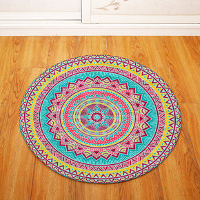 3D Traditional Vintage Geometric Printing Patterned Round Entryway Doormat Rugs Kitchen Bathroom Anti-slip Mats 09