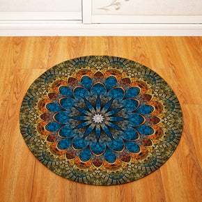 3D Traditional Vintage Geometric Printing Patterned Round Entryway Doormat Rugs Kitchen Bathroom Anti-slip Mats 21
