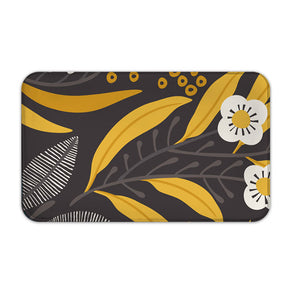 Yellow Floral Leaves Modern Striped Flannel Geometric Patterned Simplicity Entryway Doormat Rugs Kitchen Bathroom Anti-slip Mats