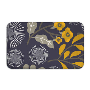 Modern Yellow Floral Leaves Flannel Geometric Patterned Simplicity Entryway Doormat Rugs Kitchen Bathroom Anti-slip Mats