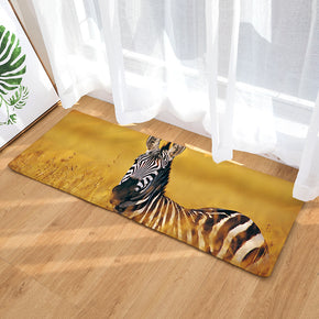 01 Zebra Animal Modern Patterned Flannel Simplicity Entryway Doormat Rugs Kitchen Bathroom Anti-slip Mats