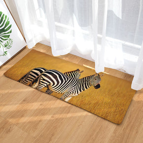 02 Zebra Animal Modern Patterned Flannel Simplicity Entryway Doormat Rugs Kitchen Bathroom Anti-slip Mats