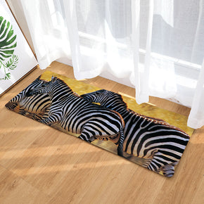 03 Zebra Animal Modern Patterned Flannel Simplicity Entryway Doormat Rugs Kitchen Bathroom Anti-slip Mats