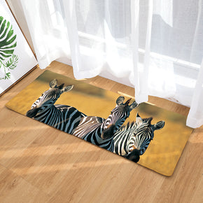 04 Zebra Animal Modern Patterned Flannel Simplicity Entryway Doormat Rugs Kitchen Bathroom Anti-slip Mats