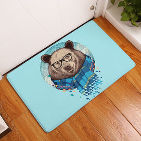 Lovely Blue Animal Modern Patterned Flannel Simplicity Entryway Doormat Rugs Kitchen Bathroom Anti-slip Mats
