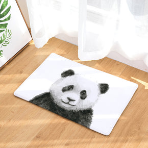 01 Panda Animal Modern Patterned Flannel Simplicity Entryway Doormat Rugs Kitchen Bathroom Anti-slip Mats