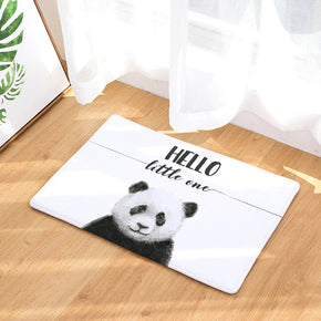 04 Panda Animal Modern Patterned Flannel Simplicity Entryway Doormat Rugs Kitchen Bathroom Anti-slip Mats