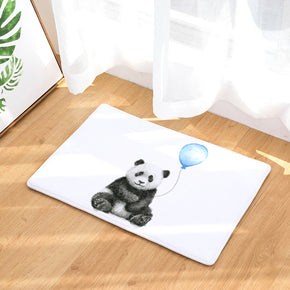05 Panda Animal Modern Patterned Flannel Simplicity Entryway Doormat Rugs Kitchen Bathroom Anti-slip Mats