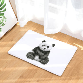 06 Panda Animal Modern Patterned Flannel Simplicity Entryway Doormat Rugs Kitchen Bathroom Anti-slip Mats