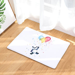 09 Panda Animal Modern Patterned Flannel Simplicity Entryway Doormat Rugs Kitchen Bathroom Anti-slip Mats