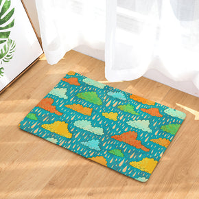 Clouds Green Flannel Modern Patterned Simplicity Entryway Doormat Rugs Kitchen Bathroom Anti-slip Mats