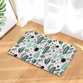 01 Cactus Green Flannel Modern Patterned Simplicity Entryway Doormat Rugs Kitchen Bathroom Anti-slip Mats