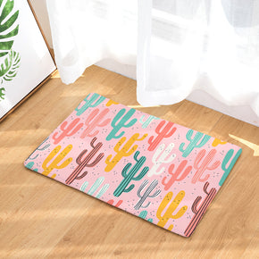 Multi-colours Cactus Flannel Modern Patterned Simplicity Entryway Doormat Rugs Kitchen Bathroom Anti-slip Mats