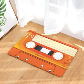 Orange Flannel Retro Tape Patterned Simplicity Entryway Doormat Rugs Kitchen Bathroom Anti-slip Mats