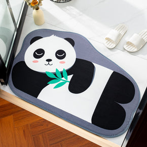 Animal Irregular Shape Panda Flannel Modern Patterned Simplicity Entryway Doormat Rugs Kitchen Bathroom Anti-slip Mats