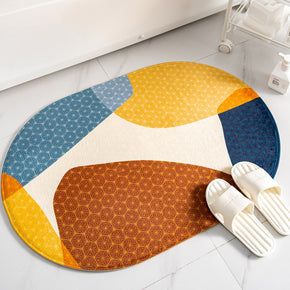 Modern Simplicity Oval Shape Flannel Patterned Simplicity Entryway Doormat Rugs Kitchen Bathroom Anti-slip Mats