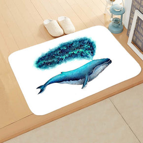 Blue Whale Flannel Lovely Modern Patterned Simplicity Entryway Doormat Rugs Kitchen Bathroom Anti-slip Mats