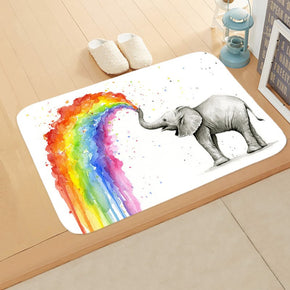 Elephant Flannel Rainbow Lovely Modern Patterned Simplicity Entryway Doormat Rugs Kitchen Bathroom Anti-slip Mats