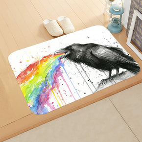 Crow Flannel Rainbow Lovely Modern Patterned Simplicity Entryway Doormat Rugs Kitchen Bathroom Anti-slip Mats