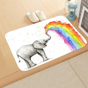Flannel Rainbow Elephant Lovely Modern Patterned Simplicity Entryway Doormat Rugs Kitchen Bathroom Anti-slip Mats