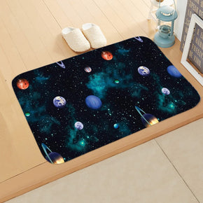 01 Planet Night Sky Flannel Lovely Modern Patterned Simplicity Entryway Doormat Rugs Kitchen Bathroom Anti-slip Mats
