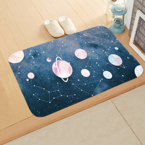 02 Planet Night Sky Flannel Lovely Modern Patterned Simplicity Entryway Doormat Rugs Kitchen Bathroom Anti-slip Mats