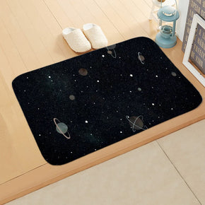 04 Planet Night Sky Flannel Lovely Modern Patterned Simplicity Entryway Doormat Rugs Kitchen Bathroom Anti-slip Mats
