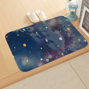 05 Planet Night Sky Flannel Lovely Modern Patterned Simplicity Entryway Doormat Rugs Kitchen Bathroom Anti-slip Mats