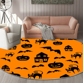 07 Round Halloween Series Pattern Modern Area Rugs Flannel Carpets for Entryway Doormat Kitchen Bathroom Anti-slip Mats