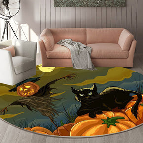 11 Round Halloween Series Pattern Modern Area Rugs Flannel Carpets for Entryway Doormat Kitchen Bathroom Anti-slip Mats