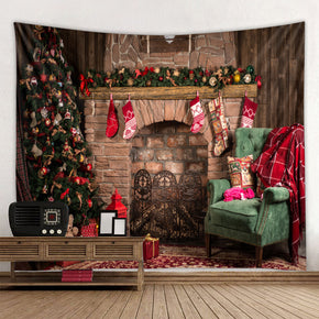 Christmas Gift Tree Boots Holiday Decor Wall Art Tapestry Rugs Tapestries for Dorm Room Bedroom Living Room