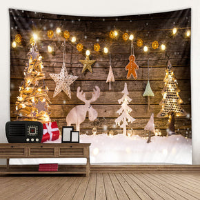 Holiday Decor  Christmas Tree Light Elk Wall Art Tapestry Rugs Tapestries for Dorm Room Bedroom Living Room