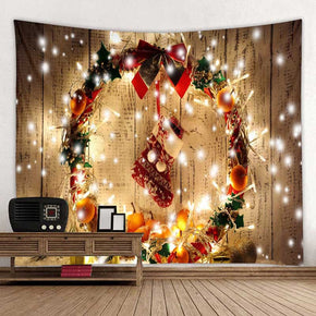 Yellow Star Holiday Christmas Boots Decor Tapestry Hanging Rugs Wall Art Tapestries for Bedroom Living Room Dorm Hall