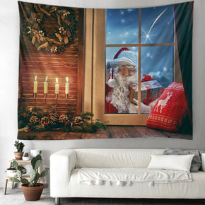 Santa Claus Holiday Christmas  Wall Art Tapestries Gift Tree Decor Tapestry Hanging Rugs for Bedroom Living Room Hall Dorm Room