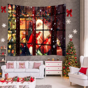 Christmas Tree Tapestry Santa Claus Holiday Wall Art Tapestries Decor Hanging Rugs for Bedroom Hall Living Room Dorm Room