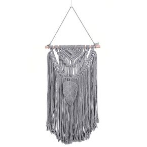 Handmade Grey Leaf Ornament Cotton Hanging Rugs Tapestry With Tassel Handwoven For Bedroom Living Room Hall Wall Decor Art Tapestries