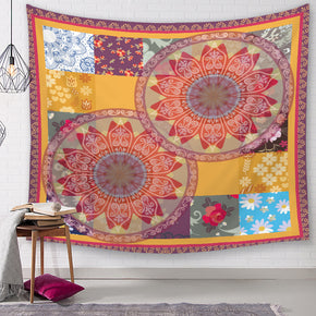 Yellow Red Floral Traditional Patterned Decor Hanging Rugs Wall Art Tapestries for Bedroom Living Room Hall Dorm