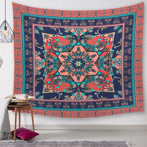 Blue Red Floral Traditional Patterned Decor Hanging Rugs Wall Art Tapestries for Bedroom Living Room Hall Dorm