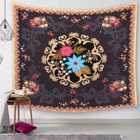 Dark Grey Floral Traditional Patterned Decor Hanging Rugs Wall Art Tapestries for Bedroom Living Room Hall Dorm