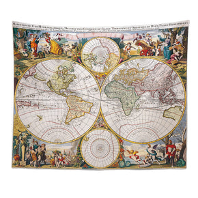 Vintage World Map Patterned Decor Hanging Rugs Wall Art Tapestries for Bedroom Living Room Hall Dorm 02